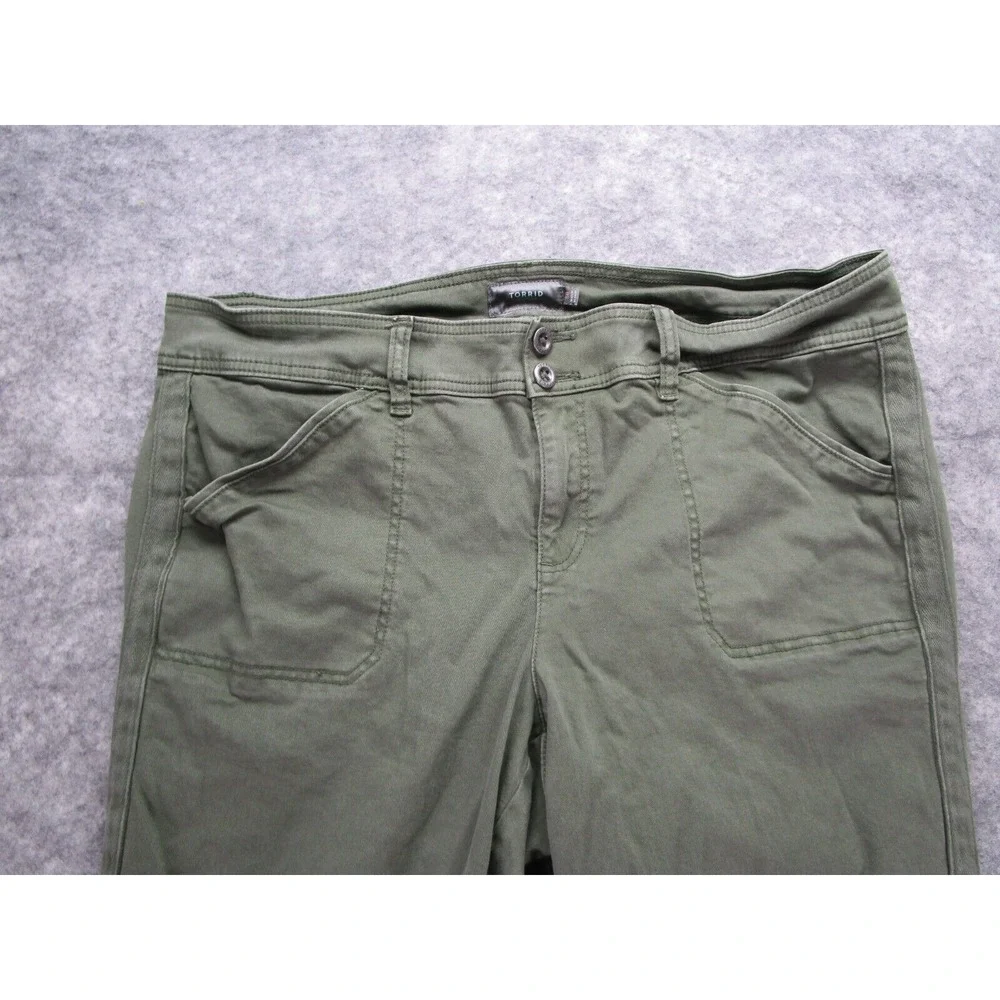 Torrid Jeans Womens 20 green Stretch Denim roll up snap‎ ankle pre-owned